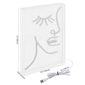 Half-Face Contemporary Glam Acrylic Box USB Operated LED Neon Light - JONATHAN Y